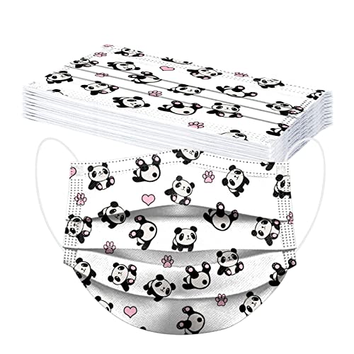 SDFRK 10 Stück Mundschutz Schulkinder 4-12 Jahre 3-lagig Einweg Panda Druck Mund-Nasen-Schutz Cartoon Motiv Kindermasken Bunt Niedlich Multifunktionstuch Bandana Jungen Mädchen Outdoor