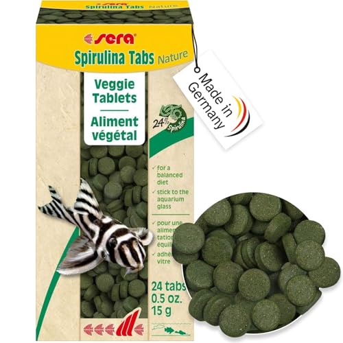 sera Spirulina Tabs Nature 24 Tabs 15 g   Hafttabletten mit 24 % Spirulina für eine gesunde Verdauung und Vitalität Futtertabletten Aquarium