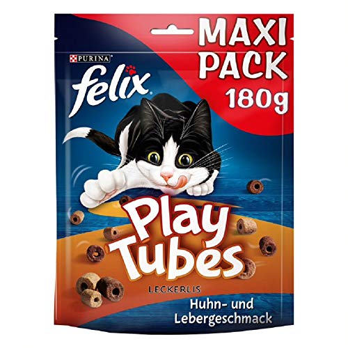 FELIX Play Tubes Leckerli zum Spielen Huhn  Lebergeschmack 5er Pack 5x 180g