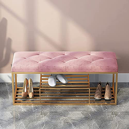 Eingangsbank weich gepolsterte Schuhaufbewahrungsbank Moderne Eingangs Schuhorganisator Möbel Color Pink Size 39x12x18inch