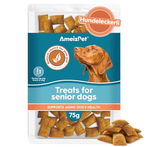 AmeizPet Trockenfutter Leckere Hundekekse Ergänzungsmittel für ältere Hunde Haustier-Haut- und Fell-Kau-Snacks für Senioren zur Förderung der Langlebigkeit 75g 2.6 oz