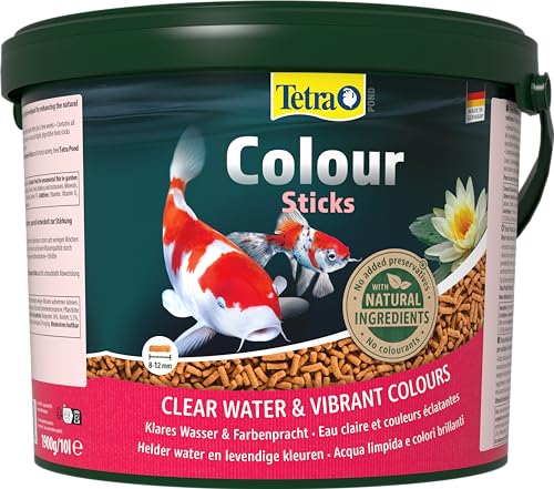 Tetra Pond Colour Sticks Fischfutter für Teichfische für natürliche Farbenpracht und klares Wasser 10 L Eimer