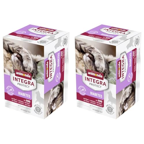 animonda Integra Protect Diabetes Katze Diät Katzenfutter Nassfutter bei Diabetes mellitus mit Rind 6 x 100 g Packung mit 2