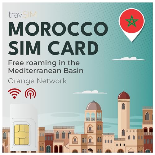 travSIM Prepaid SIM Karte für Marokko Orange Netzwerk 10 GB Mobile Daten Hotspot verfügbar Kostenloses Roaming im Mittelmeerraum Der Plan auf der Marokko SIM Karte ist 14 Tage lang gültig.