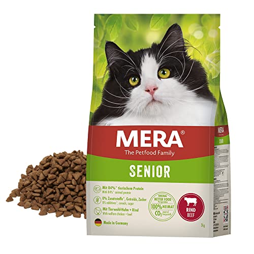 MERA Cats Senior Rind Trockenfutter für Sensible Katzen getreidefrei nachhaltig Katzentrockenfutter mit hohem Fleischanteil 2 kg