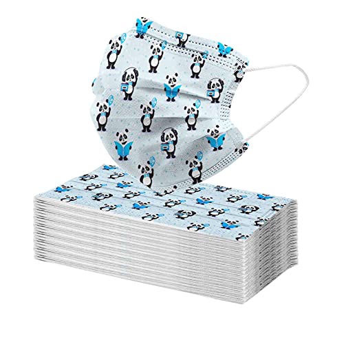 50 stück Kinder Protective Mundschutz Masken 3-lagig Atmungsaktiv Cartoon Panda motiv Mund-Nasenschutz Face Cover Mouth Filter Mundmasken Multifunktionstuch Bandana Halstuch Schal C 50PCS