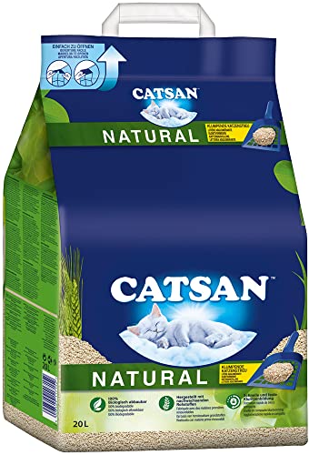 CATSAN Natural Kompostierbare Klumpstreu für Katzen aus 100% Pflanzenfasern 1 x 20 Liter