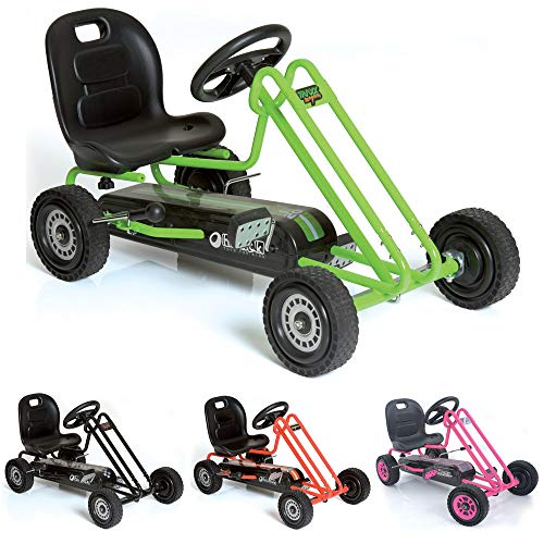 Hauck T90105 Lightning Go-Kart - Kinderfahrzeug Reifen mit Gummiprofil Handbremse fÃ¼r beide HinterrÃ¤der 3-fach verstellbarer Schalensitz grÃ¼n