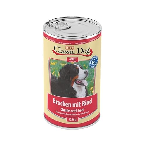 Classic Dog Brocken mit Rind 6X 1250g Hundefutter nass