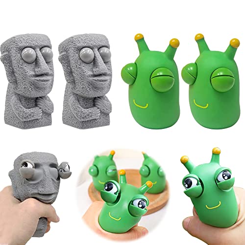 Popping Out Eyes Squeeze Toys Lustiges Graswurm-Pinch-Spielzeug 4 PCS Squeeze Spielzeug Graswurm Popping Out Augen Squeeze Spielzeug Squishy Squeeze-Spielzeug Stress Relief