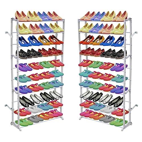 Yunir Schuhregal mit 10 Ebenen 2 Stück 40 Paar Hält Leichtes Großes Schuhregal Einfache Montage Schuhaufbewahrung Organizer 71 1 X 20 1 X 139 7 cm für Eingangsbereich