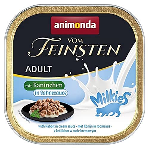 animonda Vom Feinsten Milkies Adult Katzenfutter Nassfutter für Erwachsene Katzen mit Kaninchen in Sahnesauce 32 x 100 g