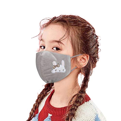 Shineshae Kinder Mundschutz Hase Drucken Face Cover Atmungsaktive Baumwolle Kopftuch Waschbar Mund-Nasenschutz Tiermotiv Bandana Halstuch Jungen Mädchen
