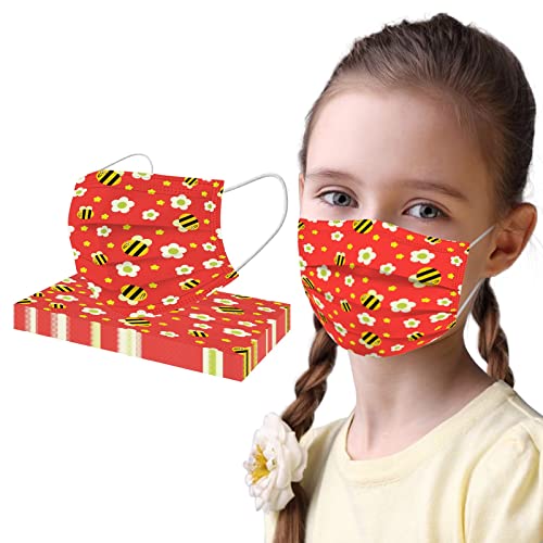 TT- 10 Stück Einweg Mundschutz Kinder Mund Nasenschutz Disposable Masken Biene Motiv 3 Lagig Ear Loop Atmungsaktive Face Shields Cover Gesichtsmaske Mund-Tuch Bandana Halstuch Schals I 10PCS