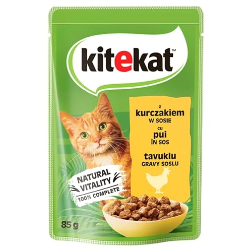 KITEKAT Portionsbeutel mit Huhn in Sauce Nassfutter für Katzen 10x85g