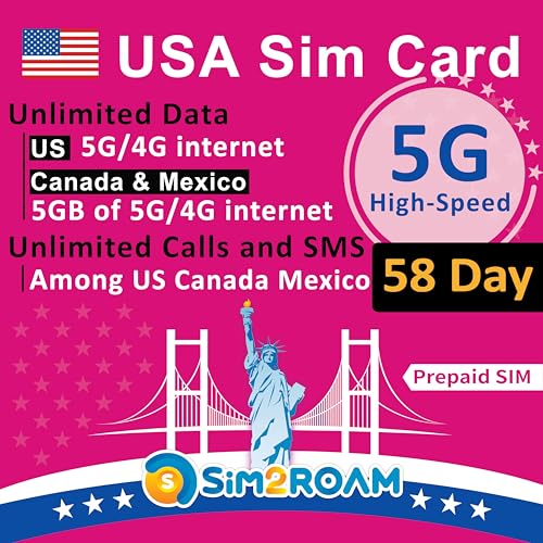  Prepaid 5G 4G Internetdaten den einschließlich Hawaii 5 GB Highspeed Daten Kanada und Mexiko Inlandsgespräche und SMS Nachfüllbar 58 Tage