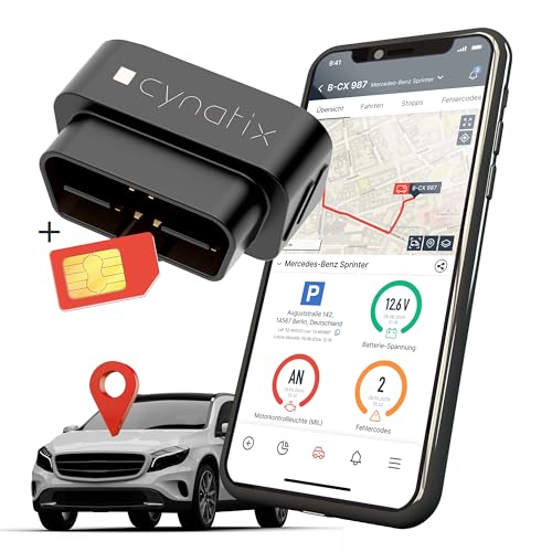 Cynatix GPS Tracker 1-Jahres-Komplettpaket ohne ABO für Auto LKW Transporter Wohnmobil mit Echtzeit-Ortung Live Tracking inkl. SIM-Karte