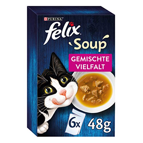 FELIX Soup Suppe für Katzen mit zarten Stückchen Sorten Mix 8er 8x 6 Beutel 48g