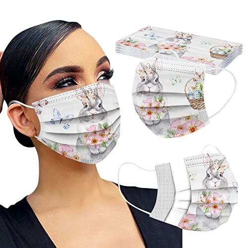 TT  10 PCS Herren Damen Hase Druck 3Ply Atmungsaktiv Disposable Gesichtsmaske Schutzmaske Einwegmasken Mouth Bandanas Schals 10PCS