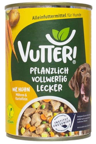 Vutter Wie Huhn - 400 g - pflanzliches Alleinfutter für Hunde - Nassfutter