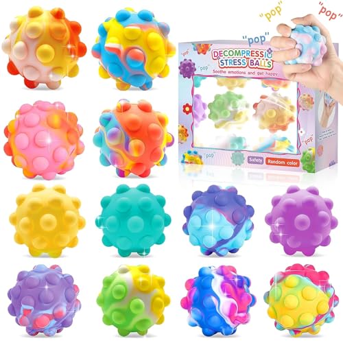 Gytera 12 Stück Stressballs Bälle für Erwachsene für Stressabbau Stressball Squeeze Ball Set Bälle für Zuhause Büro Schule