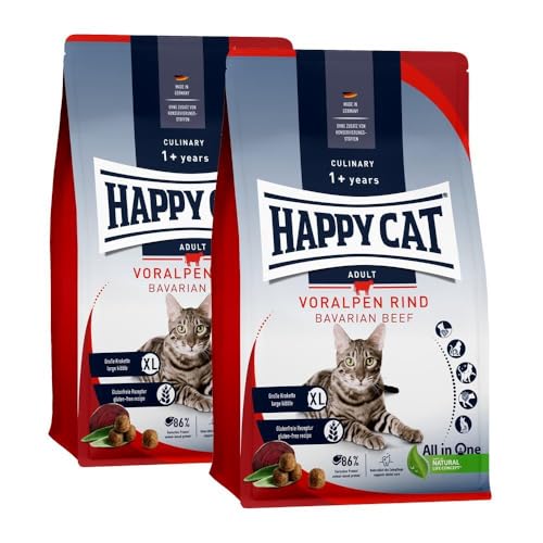 Happy Cat Culinary Adult Voralpen Rind M - Katzen-Trockenfutter für ausgewachsene Katzen und Kater - 2X 4 kg