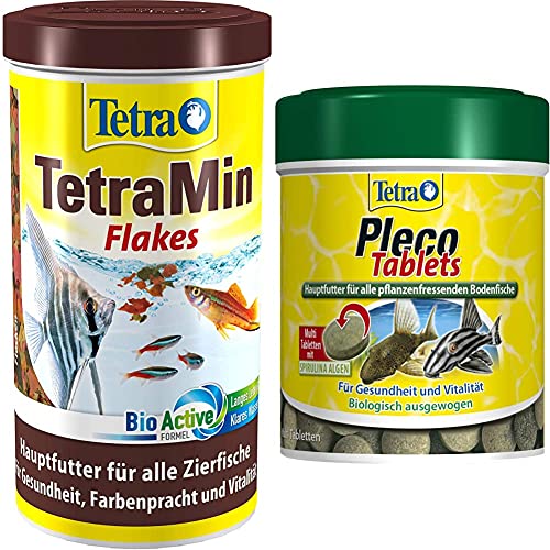 TetraMin Flakes - Fischfutter in Flockenform für alle Zierfische 1 L Dose Pleco Tablets Nährstoffreiches Fischfutter für alle pflanzenfressenden Bodenfische z.B. Welse 275 Tabletten