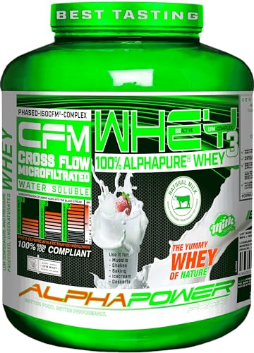 ALPHAPOWER FOOD CFM Whey Protein Pulver NEUTRAL 2kg ohne Süßungsmittel Zucker I Molkenproteinpulver vorzugsweise aus Weidehaltung I Eiweißpulver ohne Geschmack für Müsli Shakes zum Backen