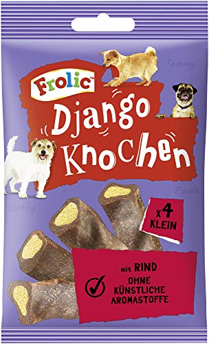 Frolic Hundesnacks Hundeleckerli Django Mini Knochen für kleine Hunde 10kg mit Rind 32 Stück 8 x 4 Stück