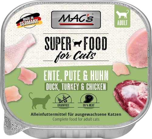 Mac s Cat Premium Nassfutter für Katzen 16 x 100 g Ente Truthahn und Huhn