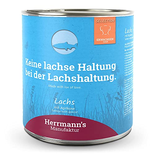 Herrmann s - Selection Adult Lachs mit Aprikose - 6 x 800g - Nassfutter - Hundefutter