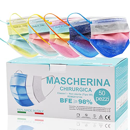 50 Stück OP Einwegmasken Erwachsene CE zertifiziert medizinisch medizinischer made in EU flitereffiziente medizinische Farbgradient