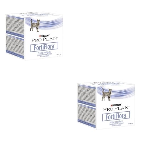 Purina Pro Plan FortiFlora Doppelpack 2 x 30 x 1 g Ergänzungsfuttermittel für ausgewachsene Katzen und Kätzchen Kann dabei hilfreich Sein die Gesundheit des Darms zu unterstützen