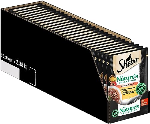 SHEBA Nature s Collection in Sauce - Hochwertiges Katzennassfutter mit Huhn im Portionsbeutel - 28 x 85g