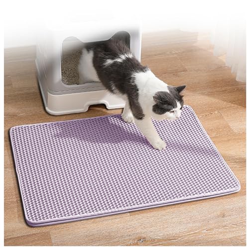 Katzenmatte Katzenklo Katzenmatte Waben Doppelschicht Design Katzenstreu-Matte Urin-und Wasserdichtes Material Easy Clean Streukontrolle Katzenklomatte Purple-M