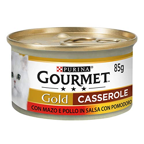 Purina Gourmet Gold Aufläufe nass Katzen mit Rindfleisch und Huhn in Sauce mit Tomaten 24 Dosen 85 g