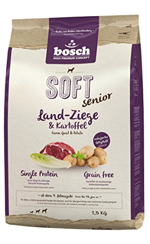 Bosch HPC SOFT Senior Ziege Kartoffel halbfeuchtes Hundefutter für ältere ernährungssensible Hunde aller Rassen Single Protein Grain-Free 1 x 2.5 kg