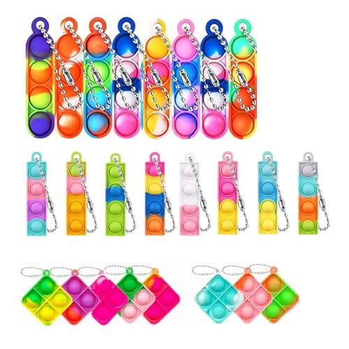 24 StüCk Multicolor Stress Relief Hand Finger Dekompression Spielzeug Pop Push It Fidget Toy Mini Squeeze Pop Push It Fidget Toys Silicone Rainbow Stress Relief Hand Toy