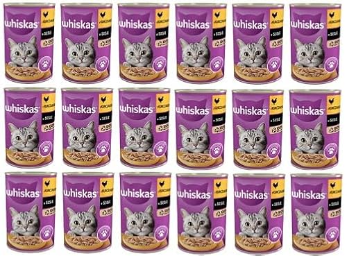 Whiskas Katzenfutter Nassfutter Adult 1 mit Huhn in in Soße 18 Dosen 6 x 400g