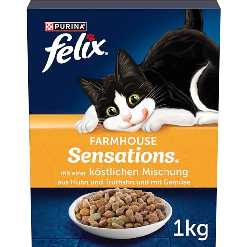 FELIX Farmhouse Sensations Katzenfutter trocken mit Huhn und Truthahn 1er Pack 1 x 1kg
