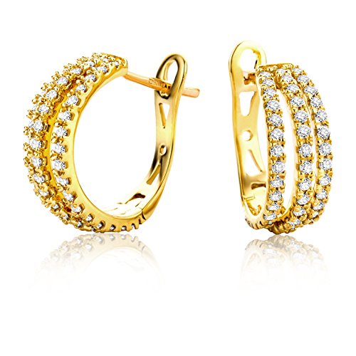Miore Ohrringe Damen 0.6 Ct Diamant Creolen aus Gelbgold 18 Karat 750 Gold Ohrschmuck mit Diamanten Brillianten
