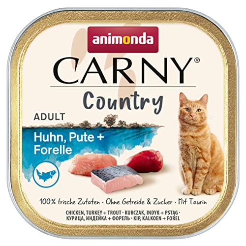 animonda Carny Adult Country Katzenfutter Nassfutter für Katzen in der praktischen Portionsschale mit Huhn Pute Forelle 32 x 100g