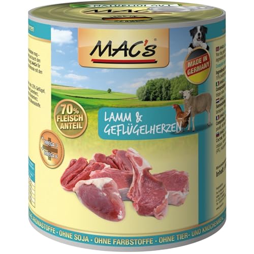 MAC s Dog mit Lamm Geflügelherzen getreidefrei 6 x 800 g