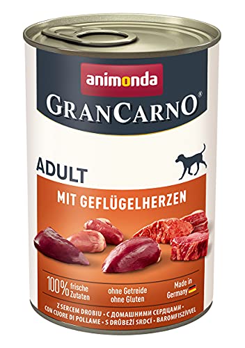 animonda Gran Carno Adult Hundefutter Nass Nassfutter für erwachsene Hunde mit Geflügelherzen 6 x 400 g