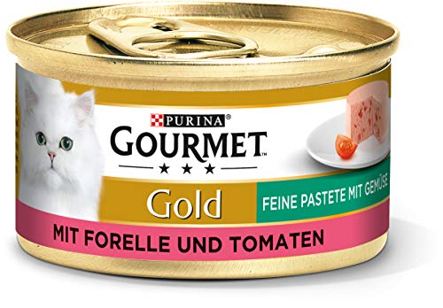PURINA GOURMET Gold Feine Pastete mit Gemüse Katzenfutter nass mit Forelle und Tomaten 12er Pack 12 x 85g