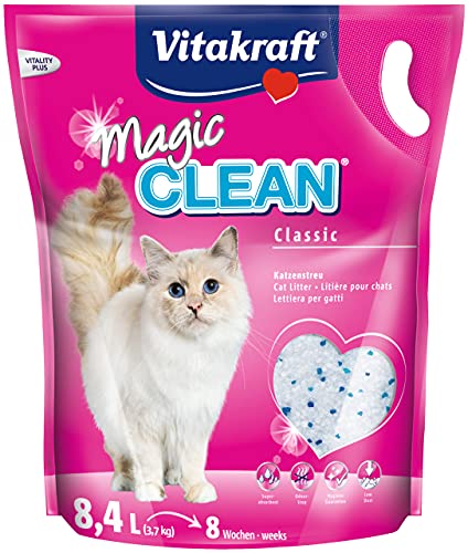 Vitakraft Magic Clean Katzenstreu Hygiene-Streu aus Mineralkügelchen nicht klumpend besonders staubarm reicht für 8 Wochen 1x 8 4l