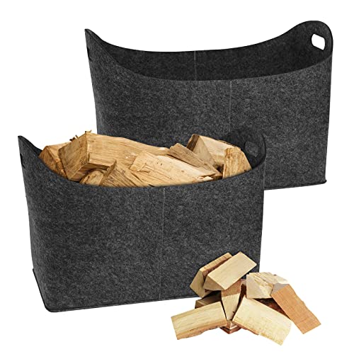 NAIZY XXL für 2 Stück Faltbarß aus extradickem Shopper für Holz Zeitungen Maße 55x 30x 40 cm   Anthrazit