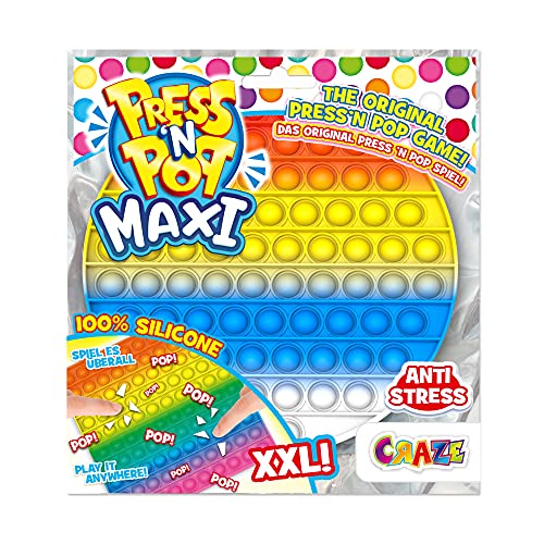 Press N Pop PressNPop Kreis Craze Maxi XXL Fidget Toy sensorisches Anti Stress Spielzeug fÃ¼r Kinder Erwachsene Bubble Set Kreisform Bunte Motive 37430 wunderschÃ¶ne Farbkombinationen