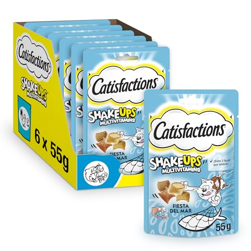 Catisfactions Snack für Katzen Shake Ups Multivitamins Banquet mit Meeresfrüchten 6 Packungen 55 g