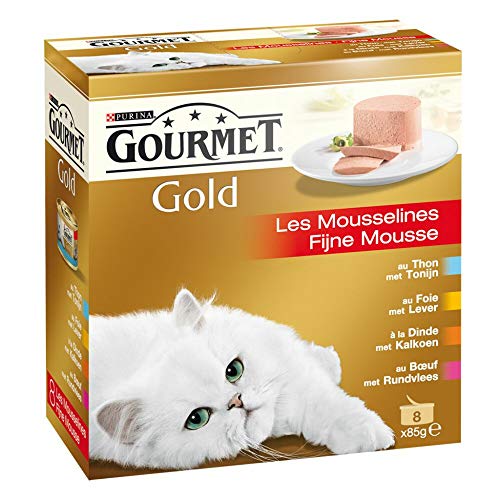 Gourmet Gold Mousse Katzenfutter Nassfutter mit Thunfisch Leber Truthahn und Rund - 8x85g - 6er Box 48 Dosen 4 08kg